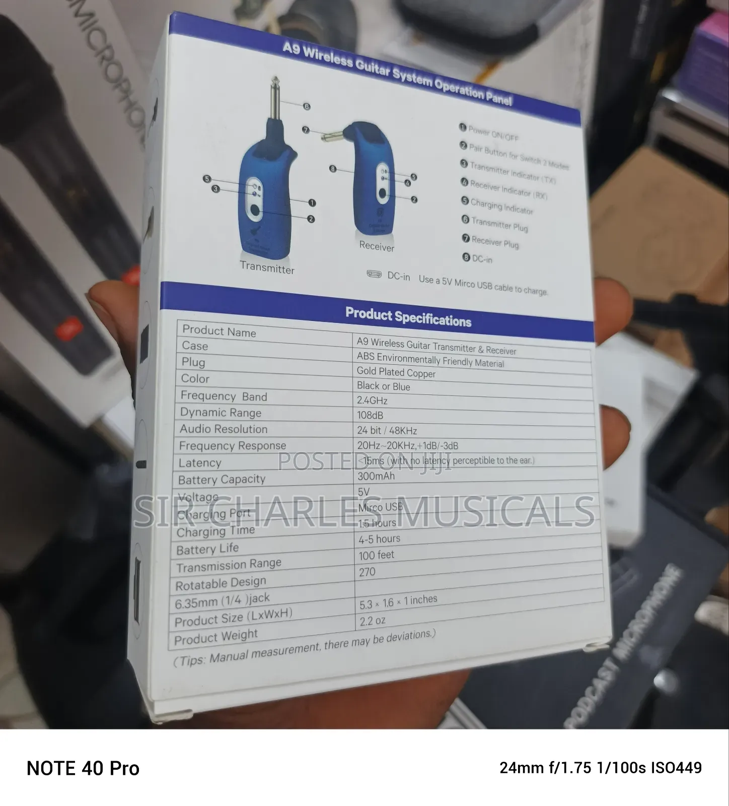A9 Wireless Jack to Jack Guitar System