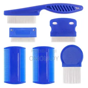 6pcs Set Blue Comb Stainless Steel Pet Flea Comb