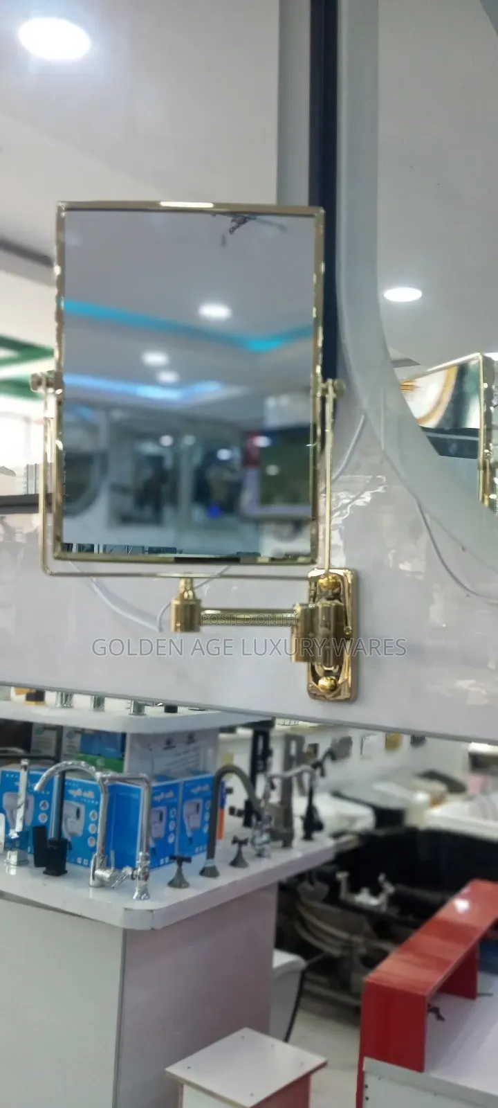 Square Gold Magnifying Mirror