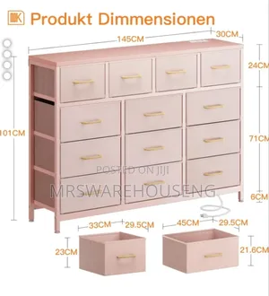 Odk Chest of Drawers With 13 Drawers (Pink)