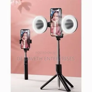 Selfie Stick Extendable Tripod With Dual Mirror Led Light