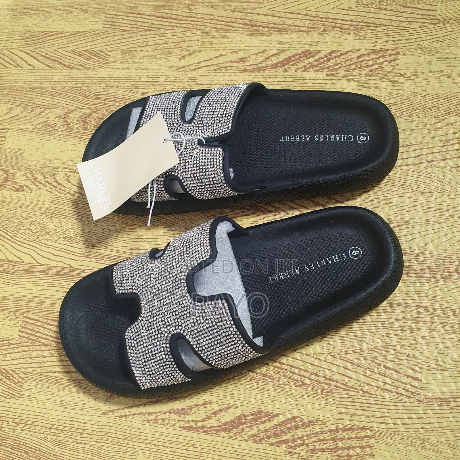 Black Studded Slides