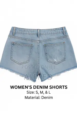 Photo - Women's Distressed High-Waist Denim Shorts – Light Blue