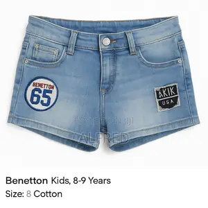 Photo - Benetton Women's Light Wash Denim Shorts – Casual Stylish