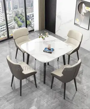 White Table With 4 Chairs For House Use