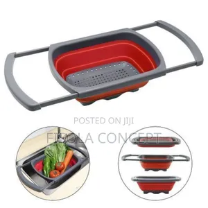 Kitchen Collapsible Strainer Colander With Handles (Red)