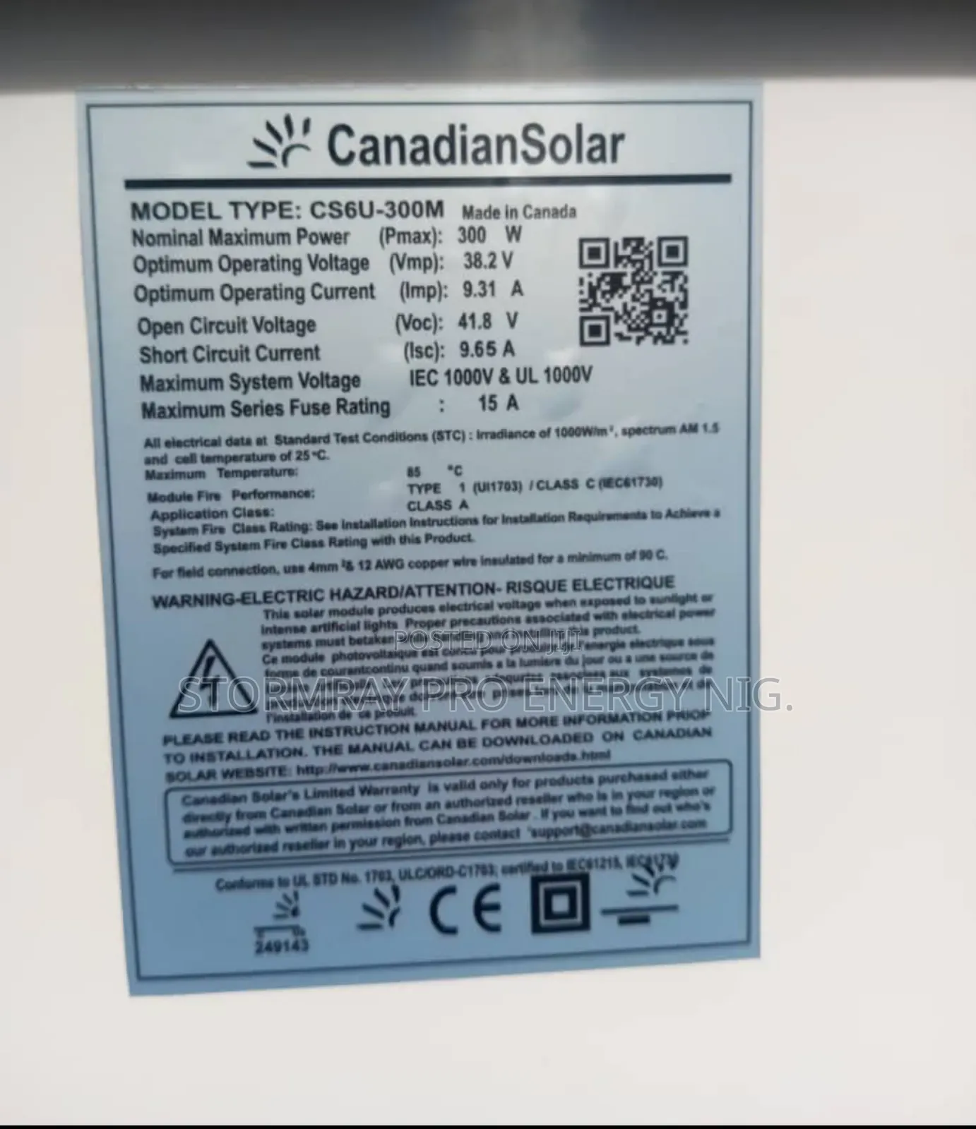 300w Canadian Solar Panels