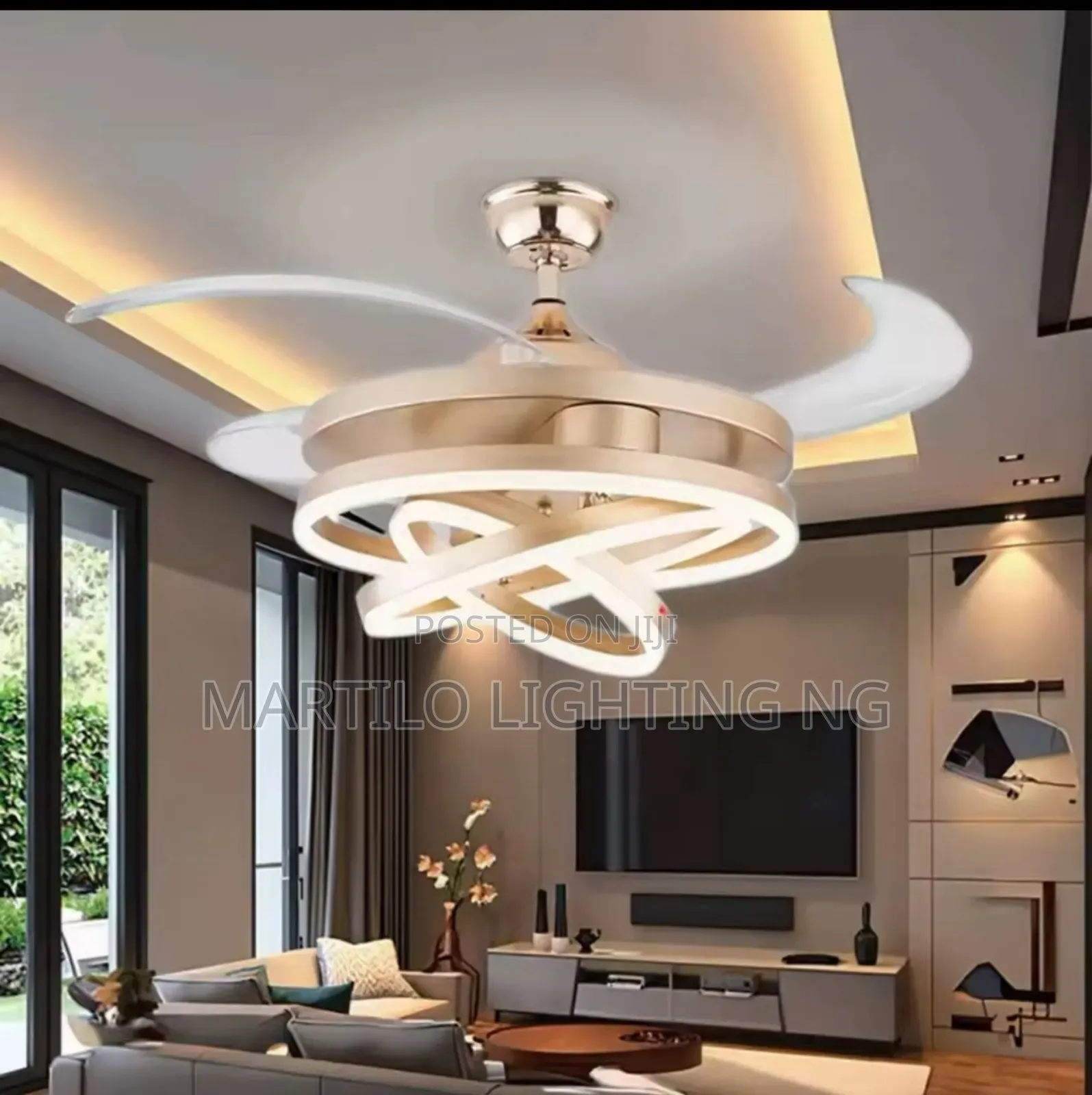 Luxury Fan Light With Remote Control Three Colors Light