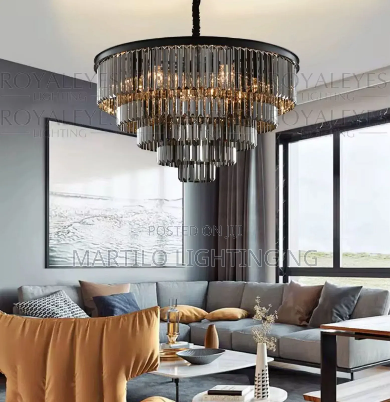 Modern Black Crystal Chandelier Light With Remote Control