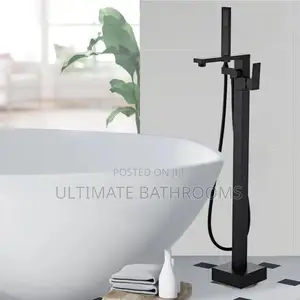 Black Square Standing Bath Tap
