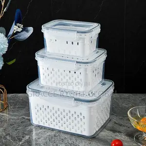 3pcs Fridge Food Storage Container With Draining Basket