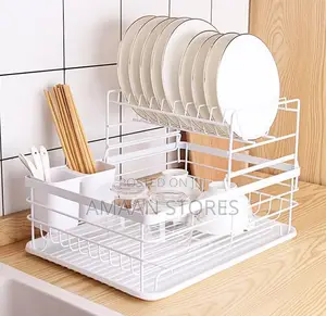 2-Tier Dish Drainer Rack – Large Capacity Anti-Rust