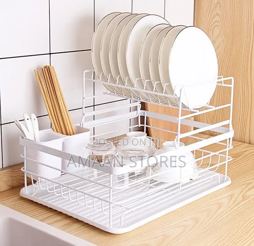 2-Tier Dish Drainer Rack – Large Capacity Anti-Rust
