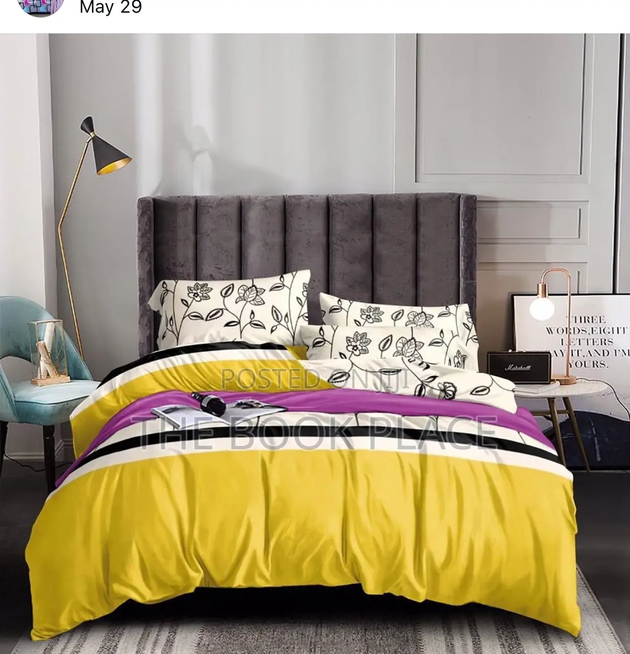 Yellow Cotton Multi Bedsheets With Pillow Case
