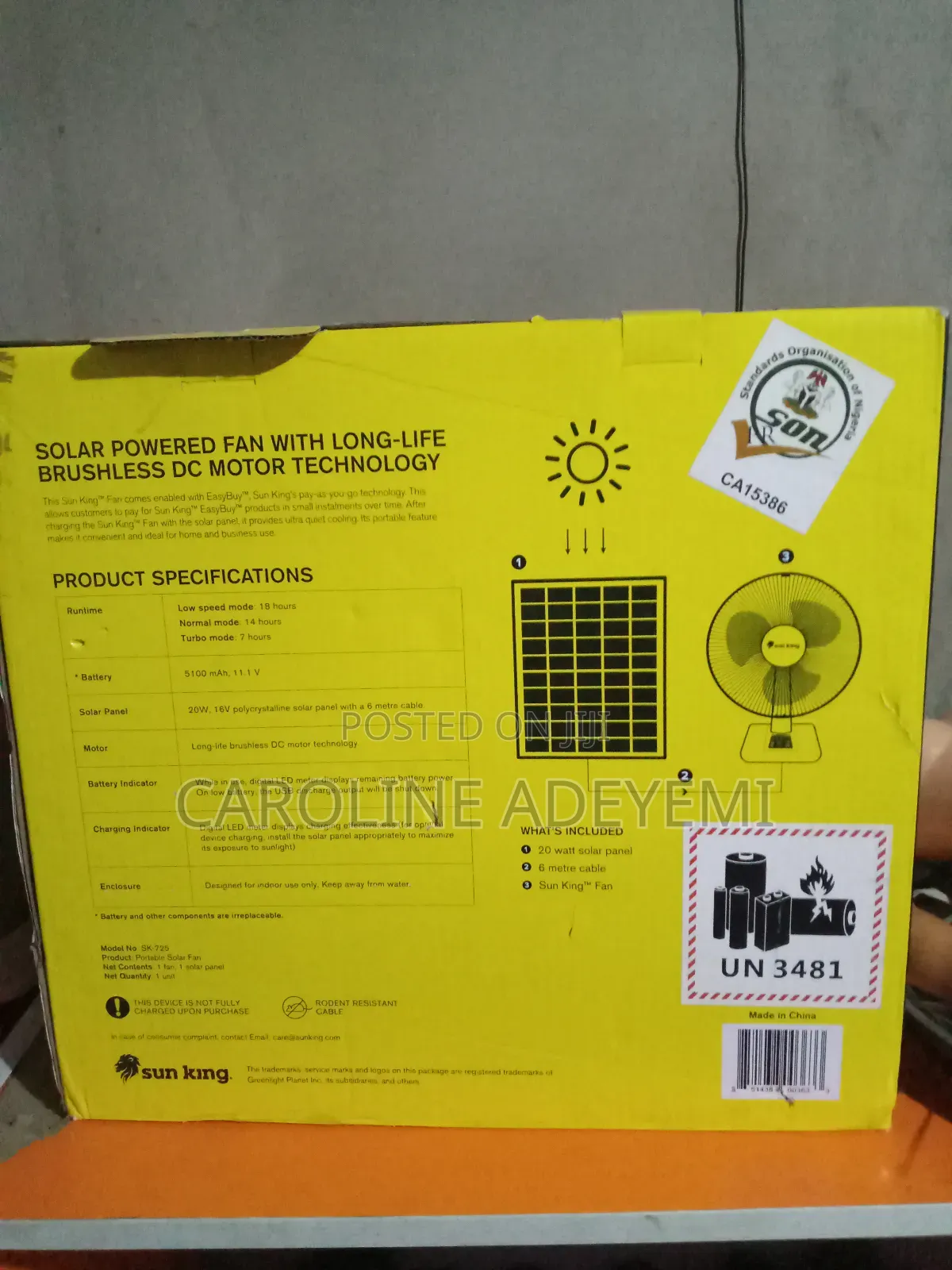 Sunking Solar Table Fan