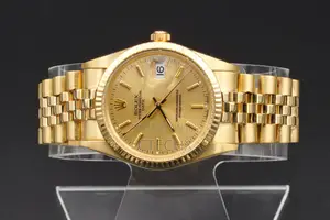 Mens Rolex Yellow Gold Date Watch Gold Champagne