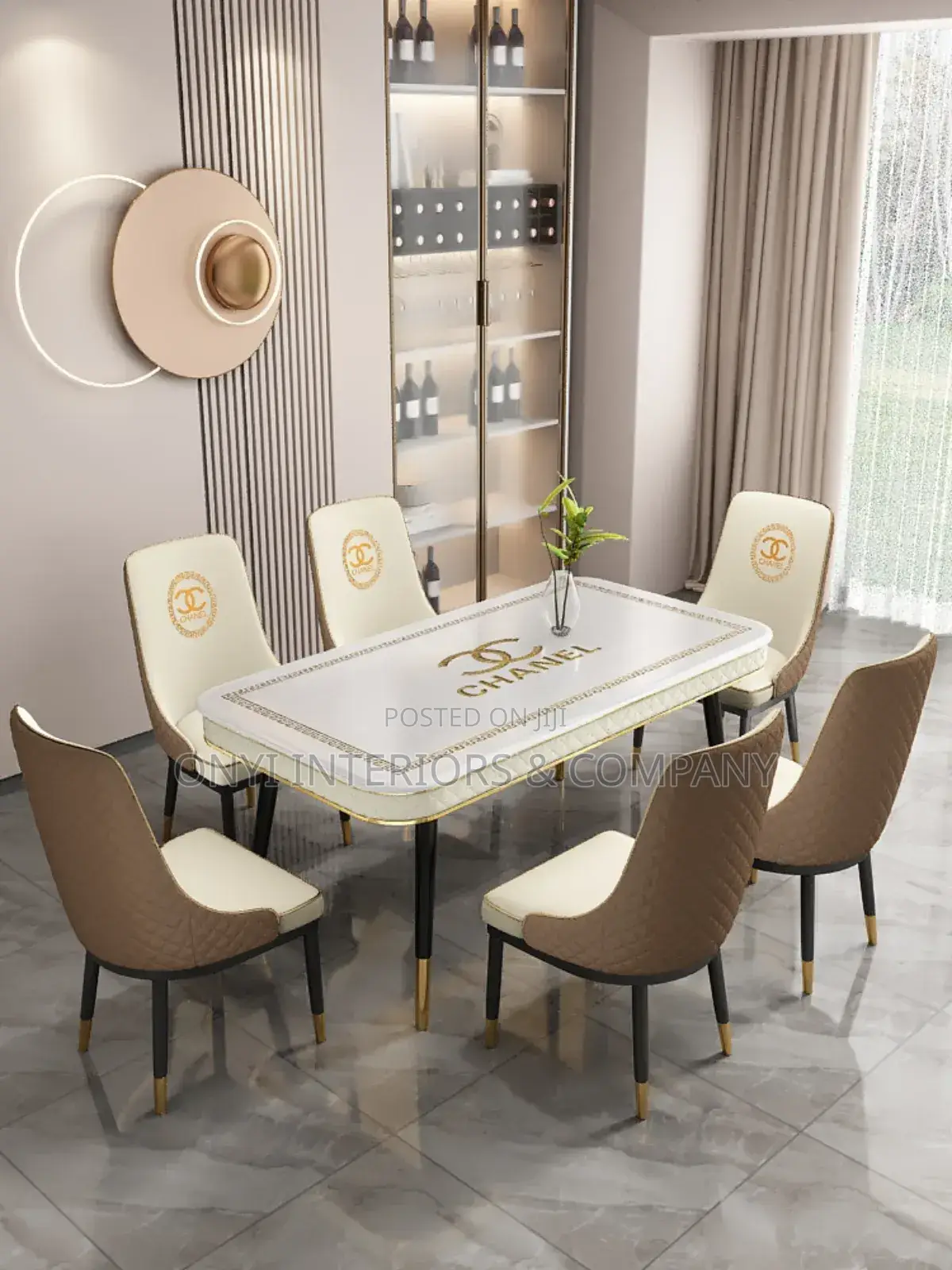 Channel Designer Marble Dining Table With 6 Chairs