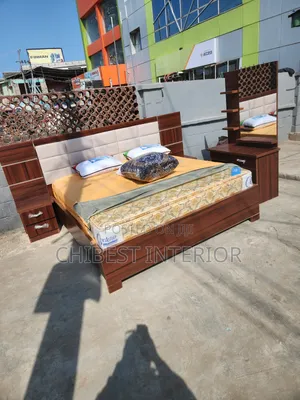 Wooden HDF 6by6 Bed With Dressing Mirror and Cupboards