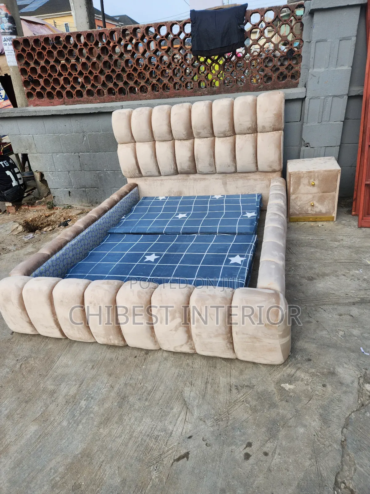 Queen Size Bubble Bed With Side Drawer.