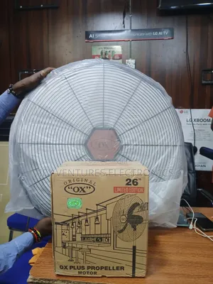 26" Original Ox Industrial Standing Fan, Black Color.