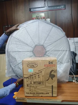 26" Original Ox Industrial Standing Fan, Black Color.