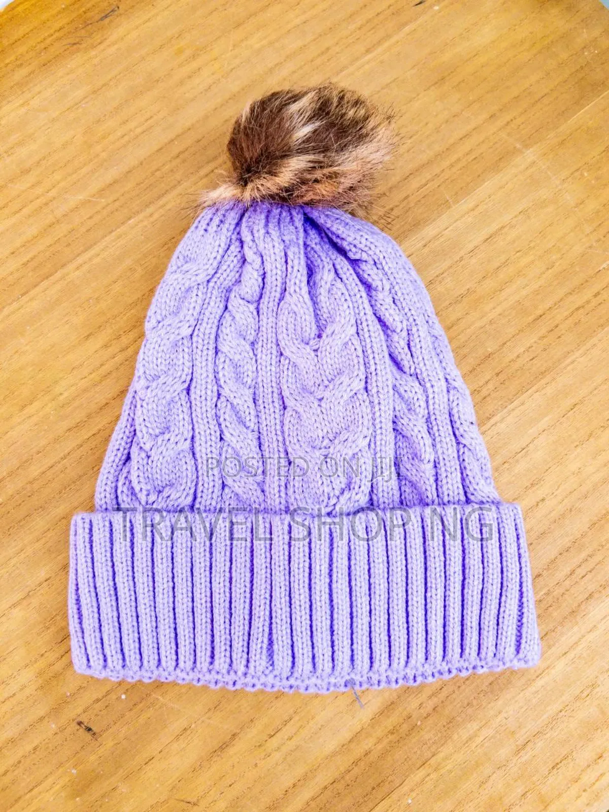 Woollen Beanie Hat W/Fur Ball