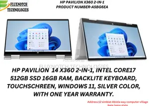 New Laptop HP Pavilion 14 X360 2-in-1 16GB Intel Core I7 SSD 512GB