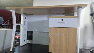 Modern Office Desk With, Cable Management Storage Drawers