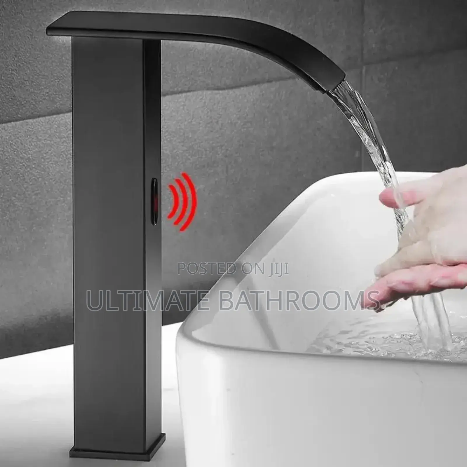 Long Black Waterfall Automatic Basin Tap(Sensor)