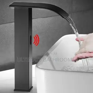 Long Black Waterfall Automatic Basin Tap(Sensor)