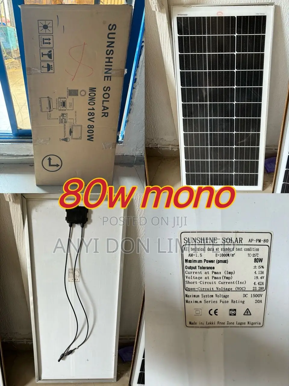 80w Sunshine Mono Panel 18v