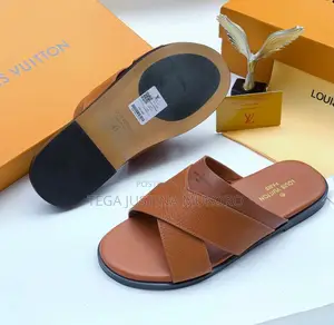 Brown Pure Leather Men's Slippers