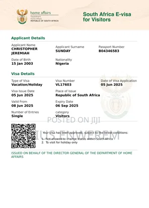 South Africa E Visa 100%