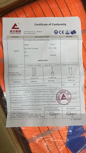 10t X 10mtrs Webbing Sling Flat 7:1 Safety Factor