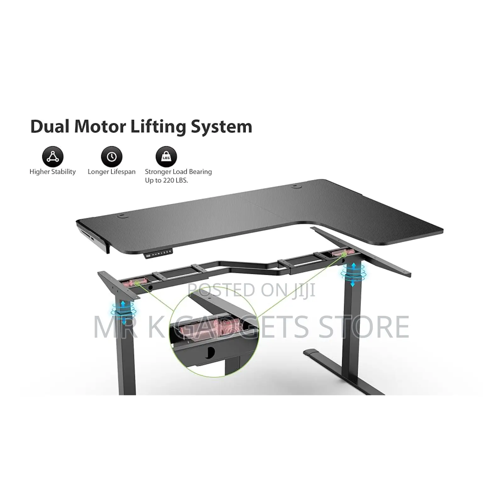 1.6 Inchel Shaped Standing Desk Adjustable Height Computer