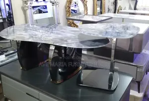 Set of Marble Center Table and 2 Side Stools.