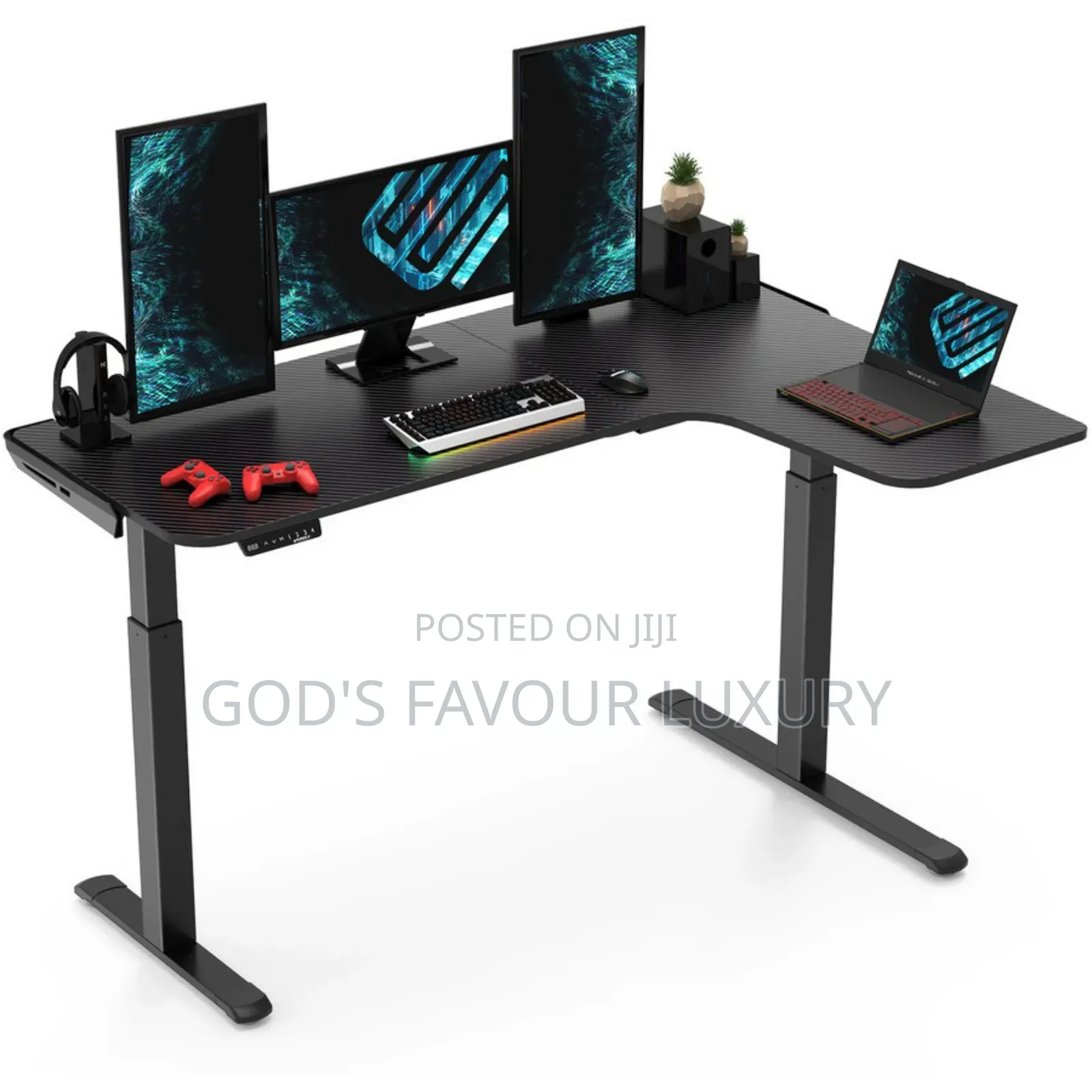 Electric Adjustable Height Desk L Shaped.