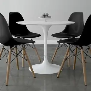 Luxury Dinning Round Table(Pole Base) + 4 Sitting