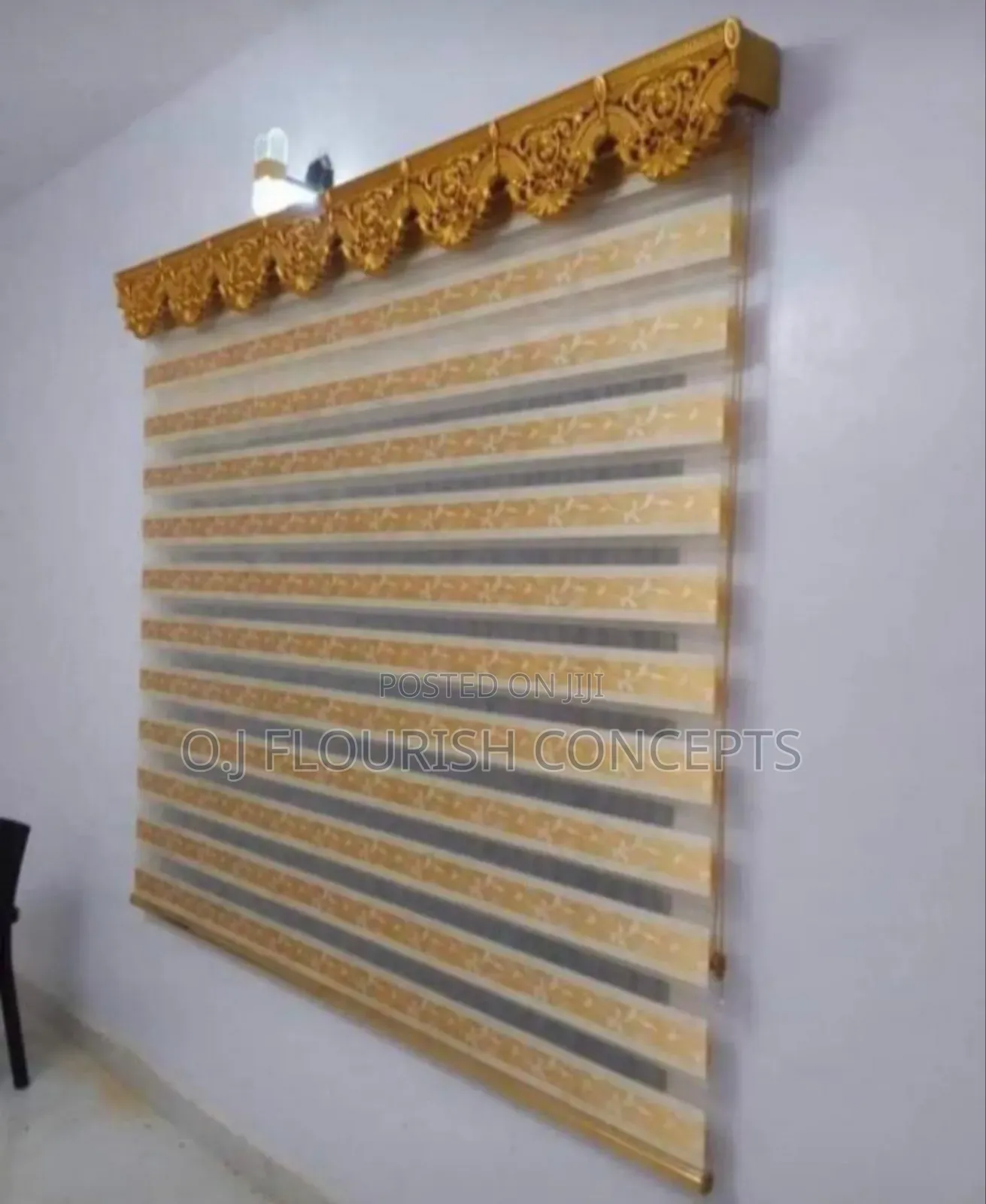 Cream Flowery Window Blind