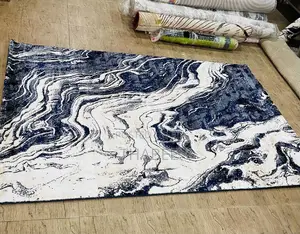 5x7 Navy Blue Cream Turkish Center Rug.