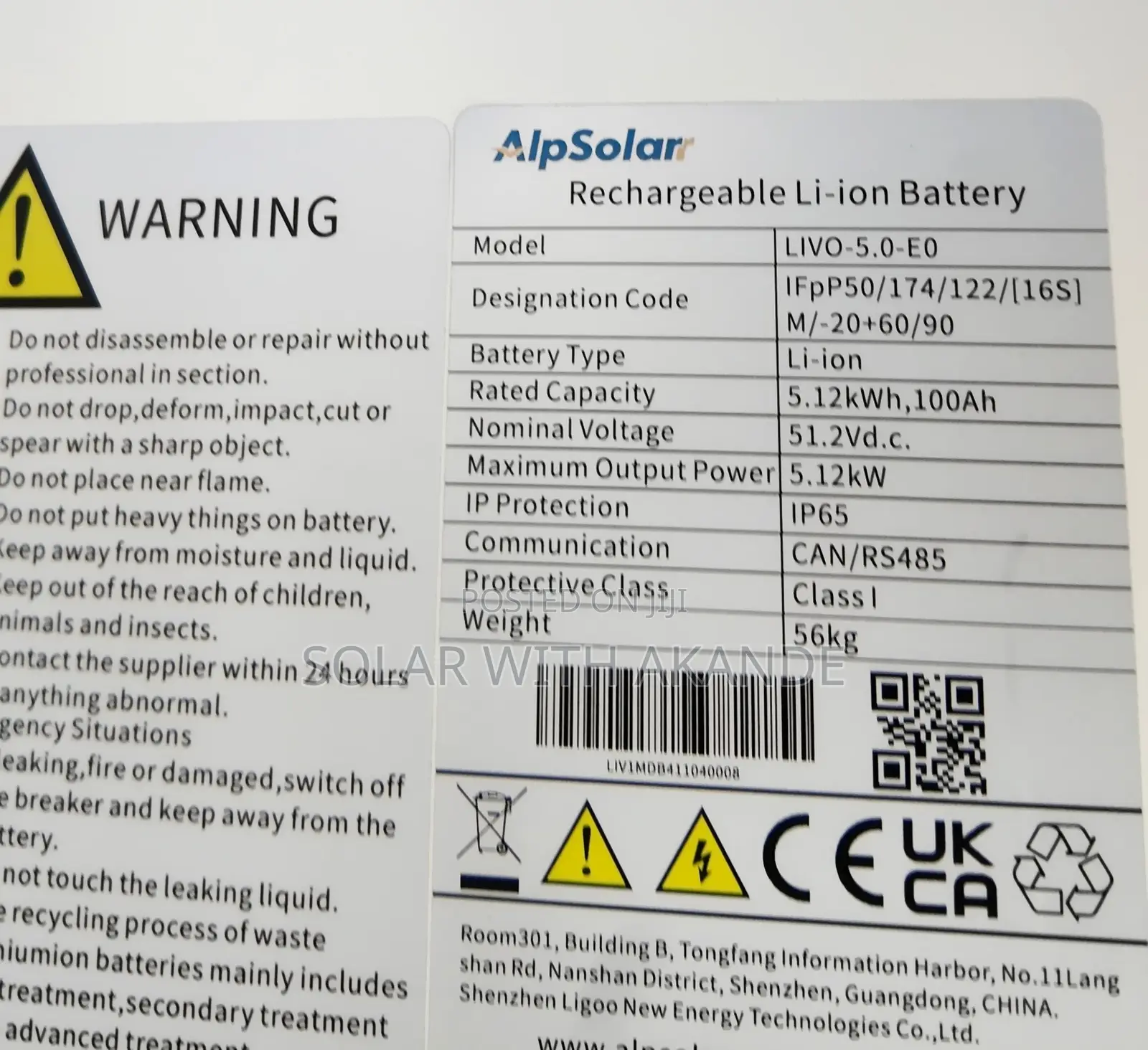 Alp Solar Lithium Battery (New)