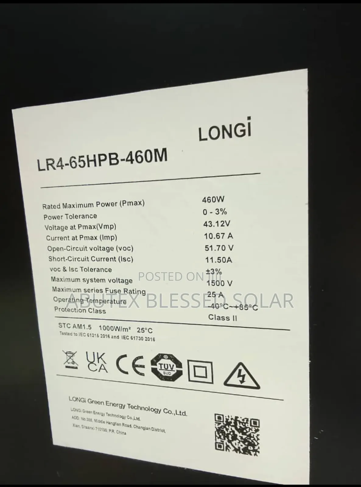 460watt Longi Solar Panel Mono