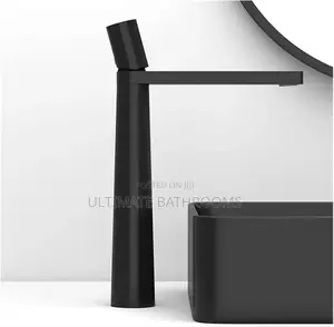 Round Control Black Basin Mixer Tap