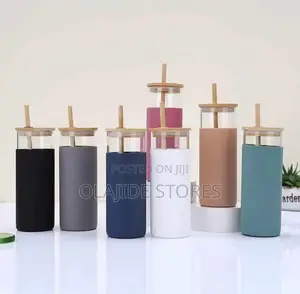 High Aesthetic Value 500ml Glass Cup With Straw With Lid