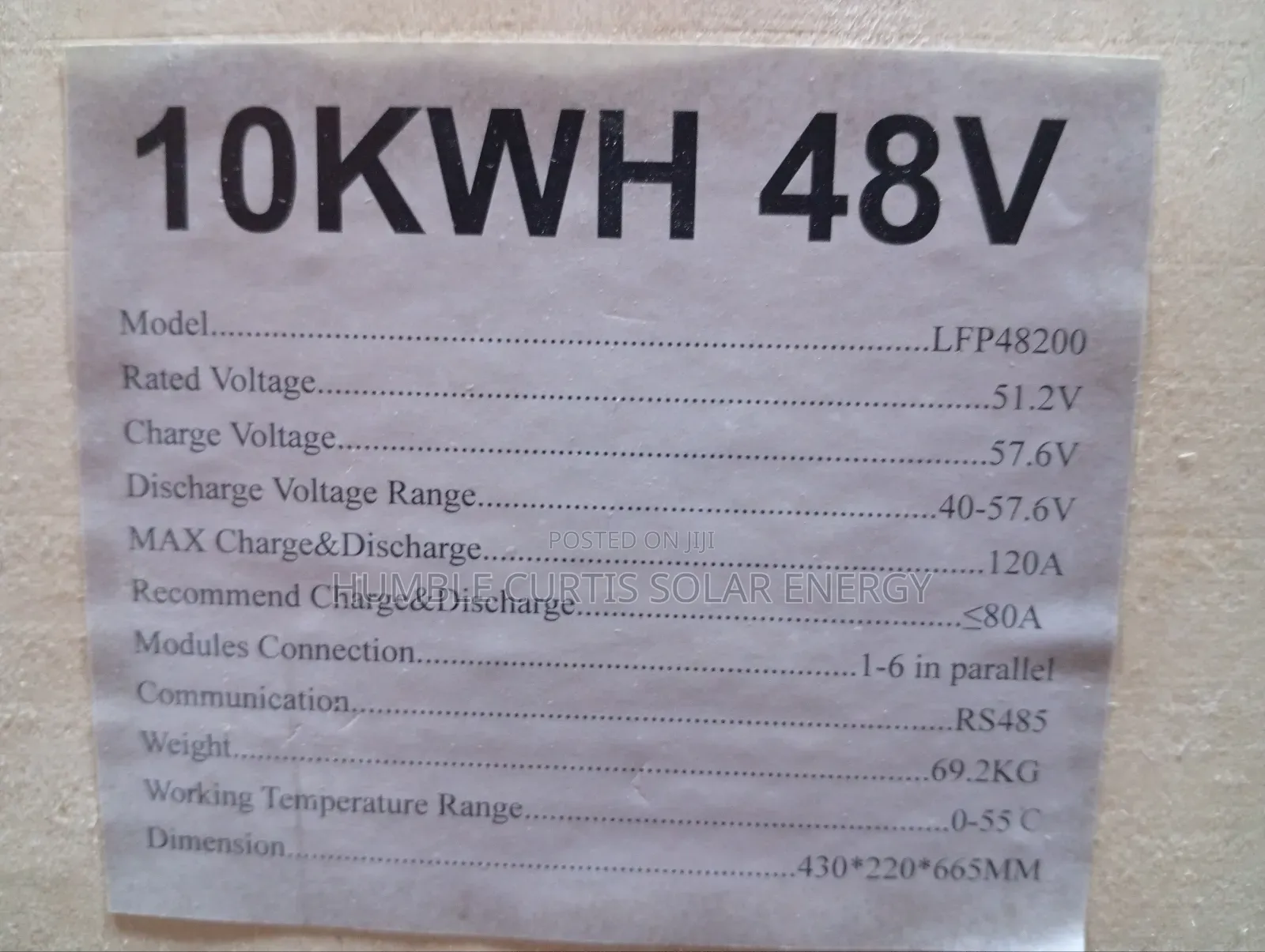 S Itech 10kwh Lithium Battery