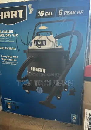 Hart 16 Gallon 6 Peak Hp Poly Wet/Dry Vacuum, Voc1612pf 3701