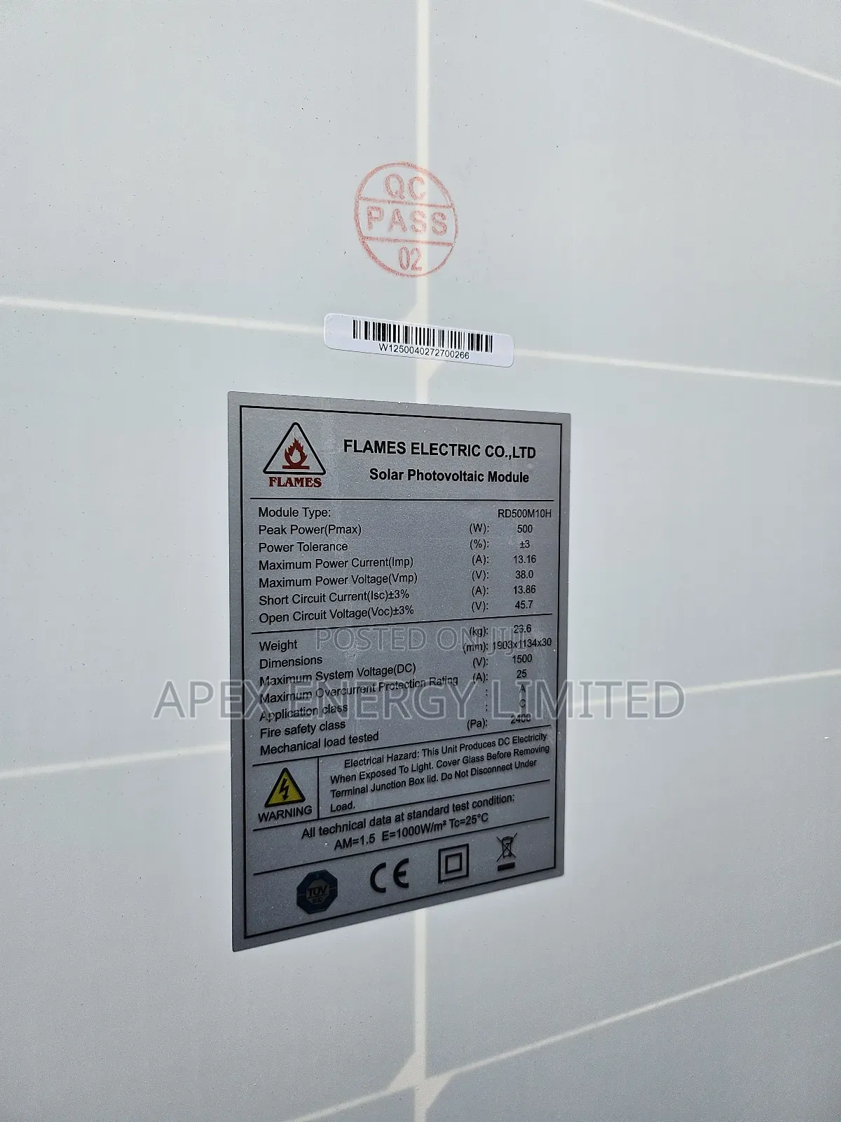 Flames 500w Mono Solar Panel