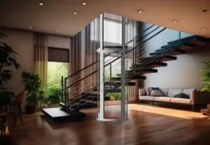 Wood and Glass Accents in a Home Elevator