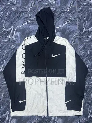 Photo - Nike Windbreaker Swoosh Black and White Jacket