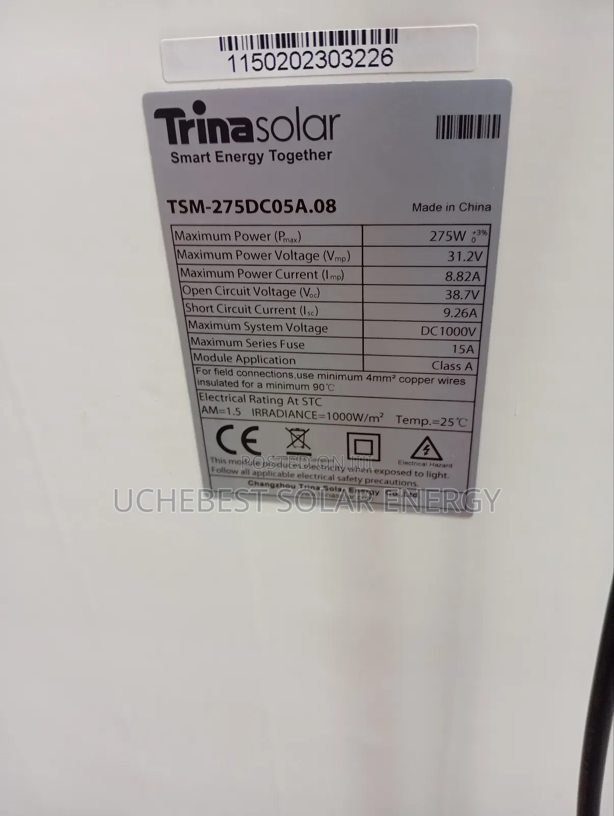 275w/38v/60cell Trina Solar Panel